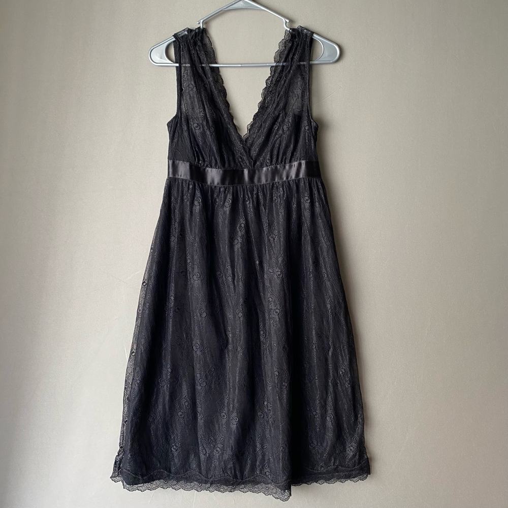 Club Monaco Black Lace V-Neck Mini Dress